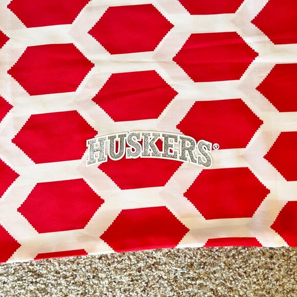 Nebraska Cornhuskers Infinity Scarf Red and White with silver glitter letters - Picture 2 of 7